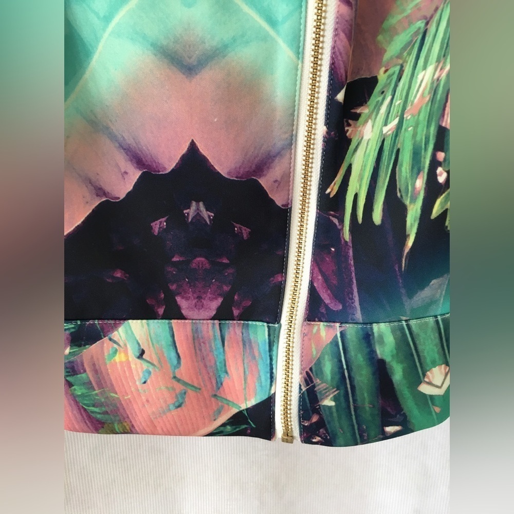NWT Jennifer Lopez Tropical Print Moto Jacket Size M - Picture 15 of 16
